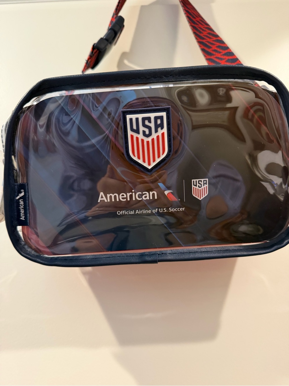 American Airlines Business Class USA Soccer Clear Toiletry Bag - Navy/Red
